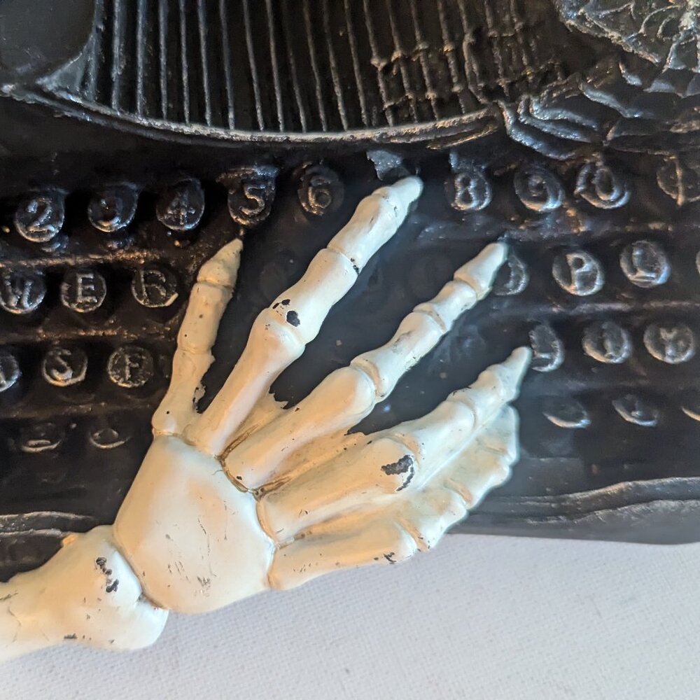 'Book of Fright' Wednesday Addams Haunted Skeleton Typewriter Halloween Gothic - Picture 6 of 15
